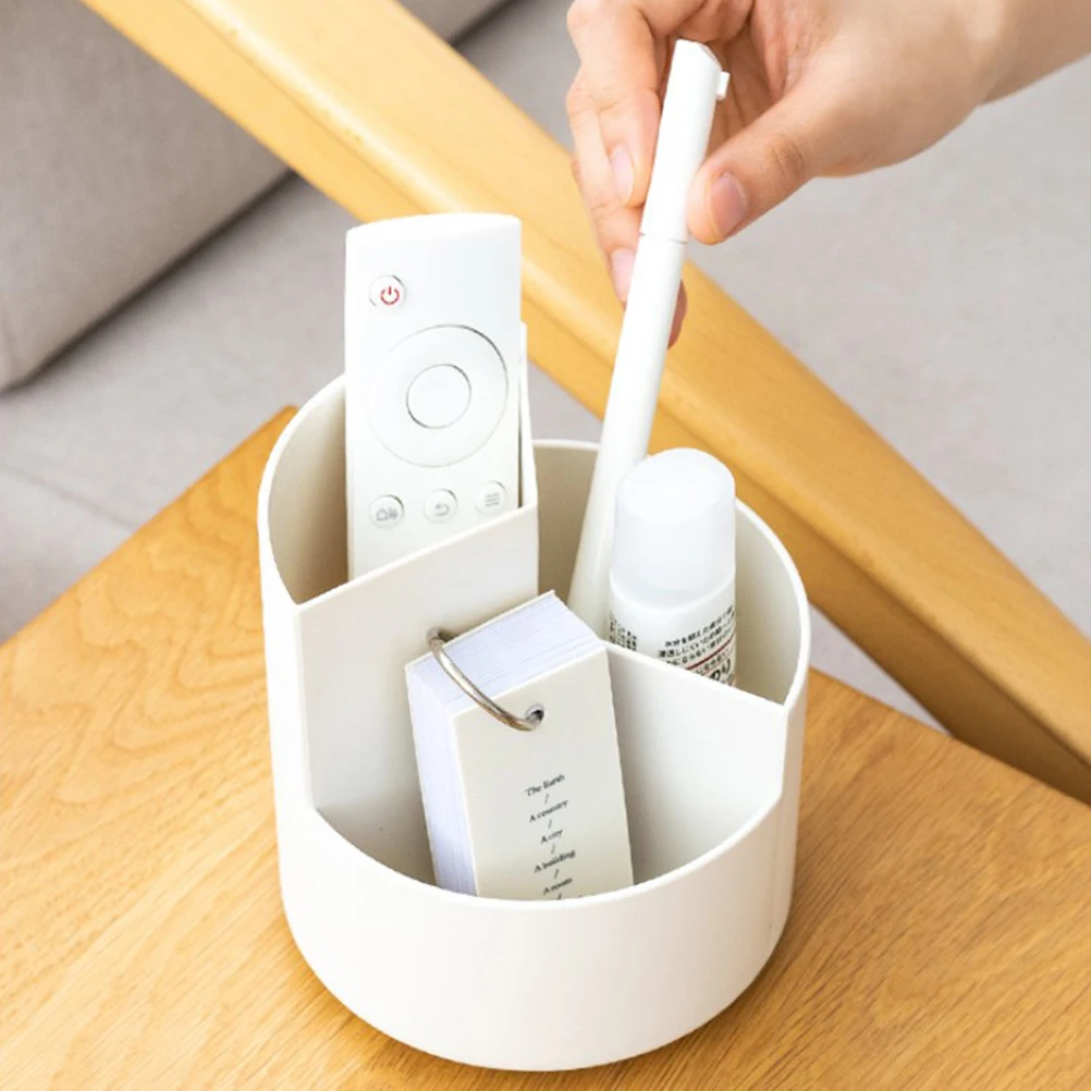 

Rotating Pen Holder Stationery ganizer Plastic White Office Desk Multi Compartment Storage Box Pencil Cup Rotatable Tidy Student
