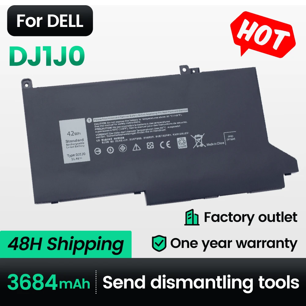 Keyuan 60WH DJ1J0 Laptop Battery E7280 for DELL Latitude 12 7000 E7290|E7380 Latitude 13 7000|7380|7390 14 7480|7490 Battery