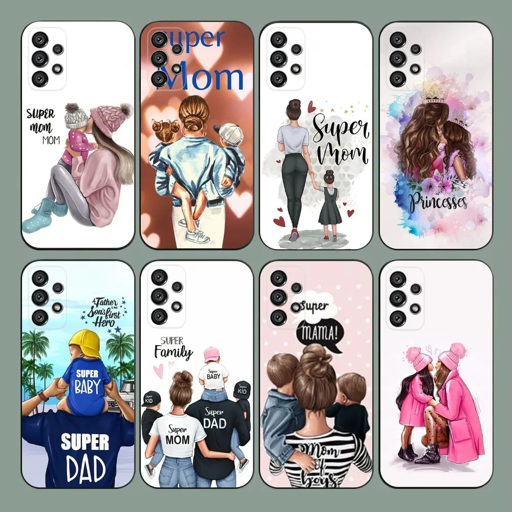 

Fashion Super Mom Dad Phone Case For Samsung Galaxy A20,A21s,A22,A31,A32,A52,A53,A72,73,A80,A91 Soft Black Cover