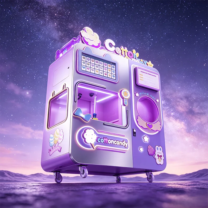 High Safety Automatic Cotton Candy Vending Machine Self Service Floss Making Vending Unit For Campus