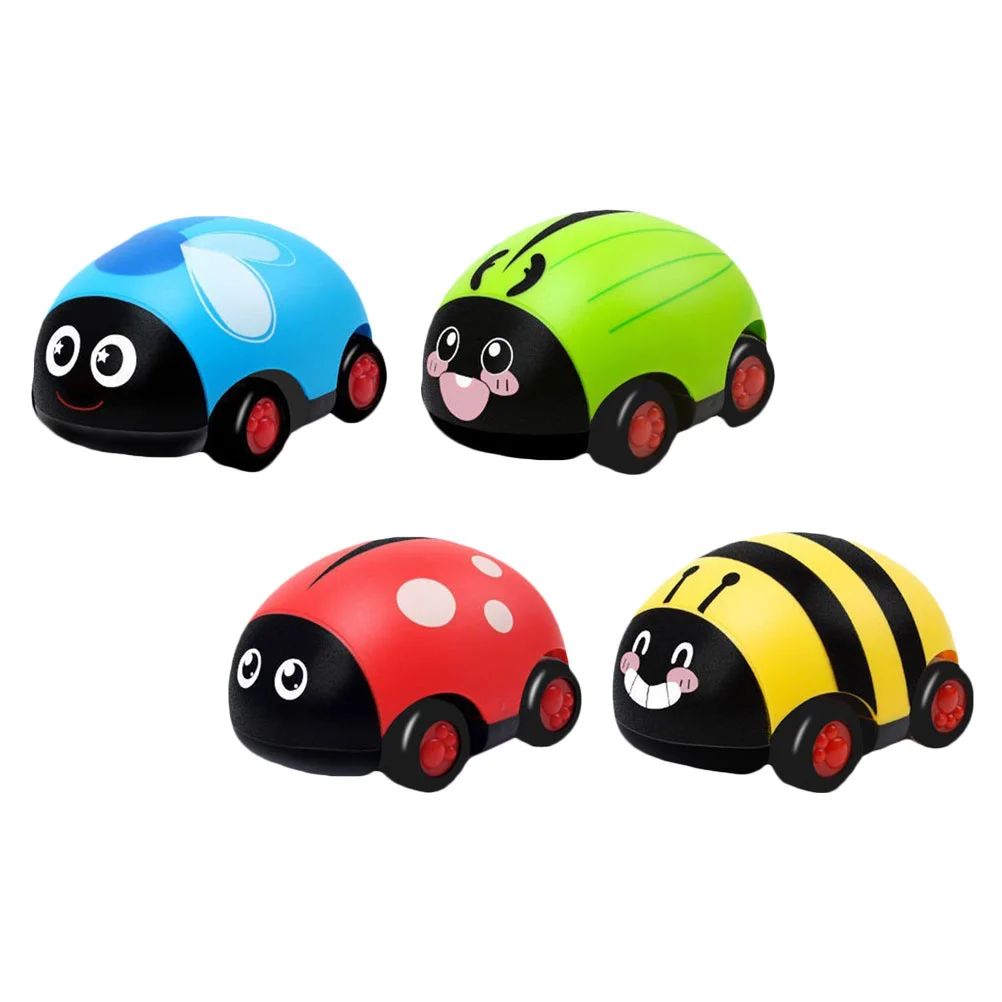 4 Pcs Mini Toys Car Ladybug Pull Back Childrens Vehicle Delicate Practical Kids Inertia Children’s