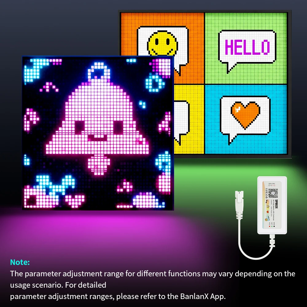 WS2812 8x8 16x16 8x32 Module Panel strip WIFI/BT SPI RGB matrix LED controller Kit for text editing graffiti animation creation