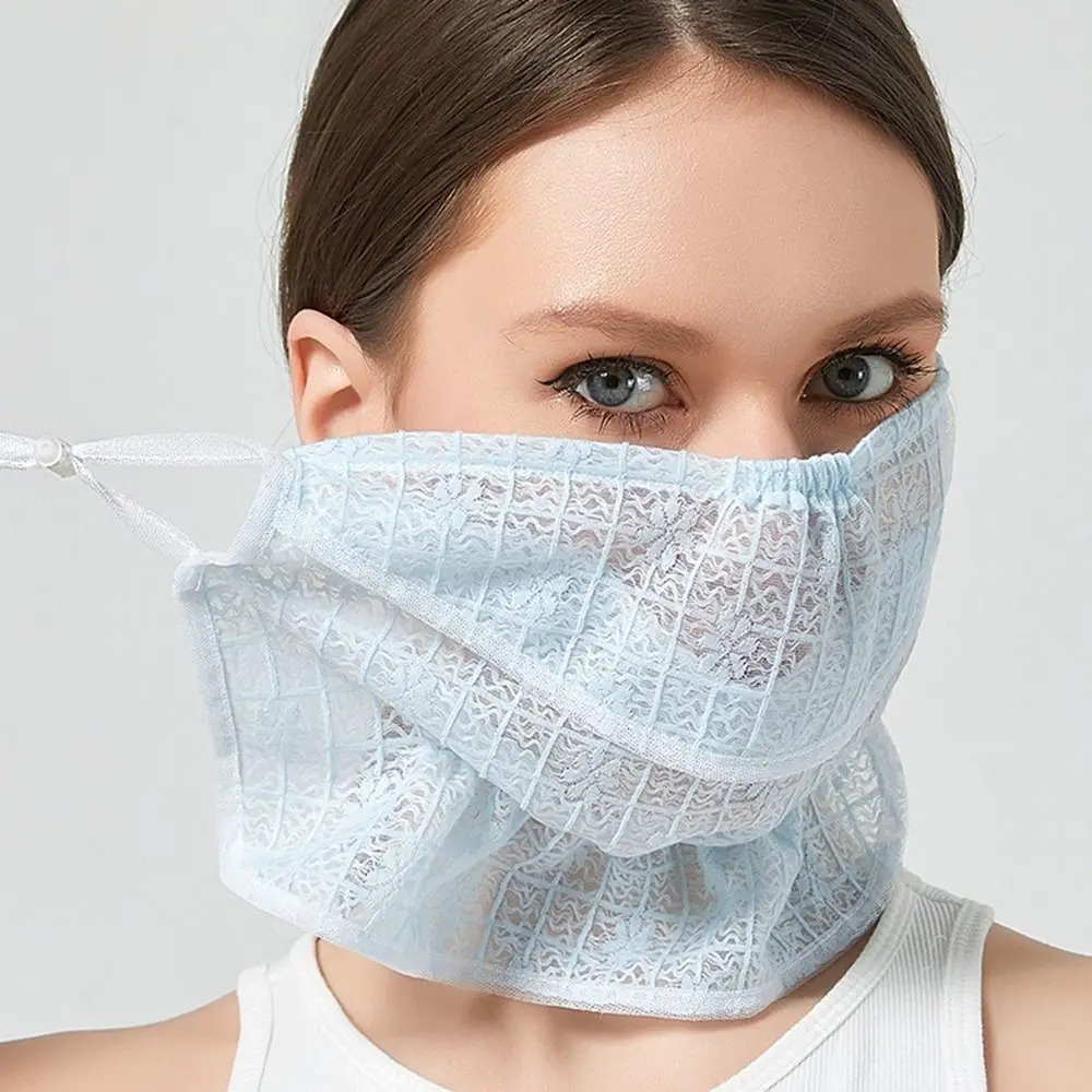 Maschera da donna per la protezione solare nuova protezione per il collo velo in pizzo traspirante per ciclismo all\'aperto che apre la copertura per