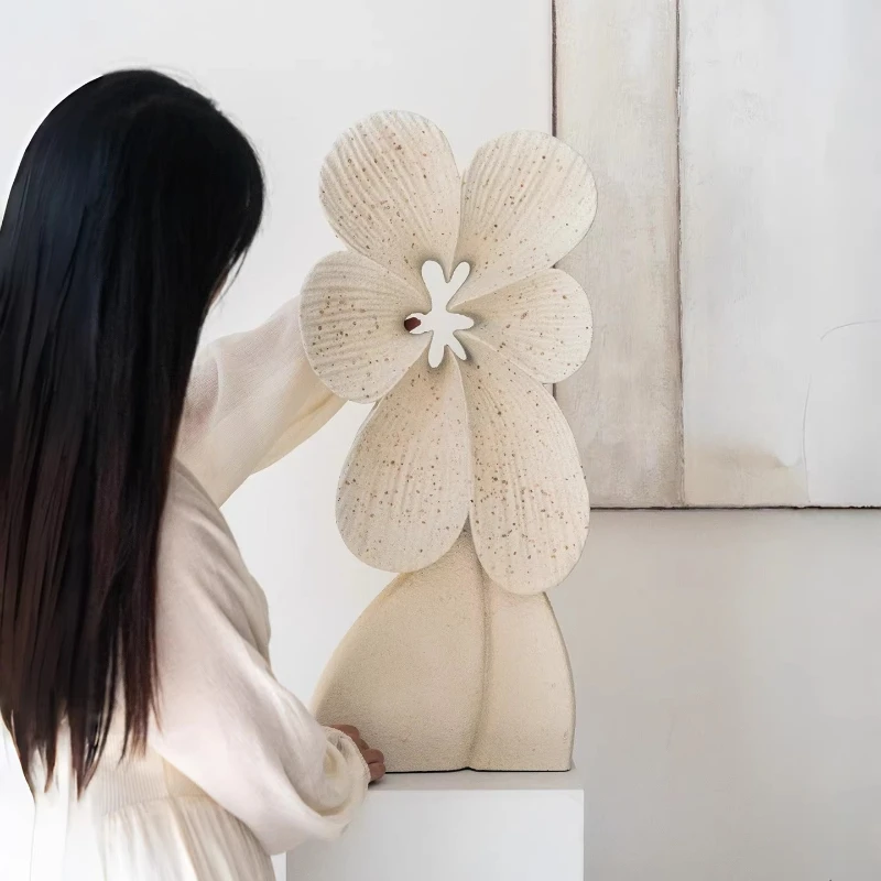 Modern Flower Figurines Living Room Desktop Ornament Entrance Hall Decoration Figurines Art Aesthetic Decoration Ornament