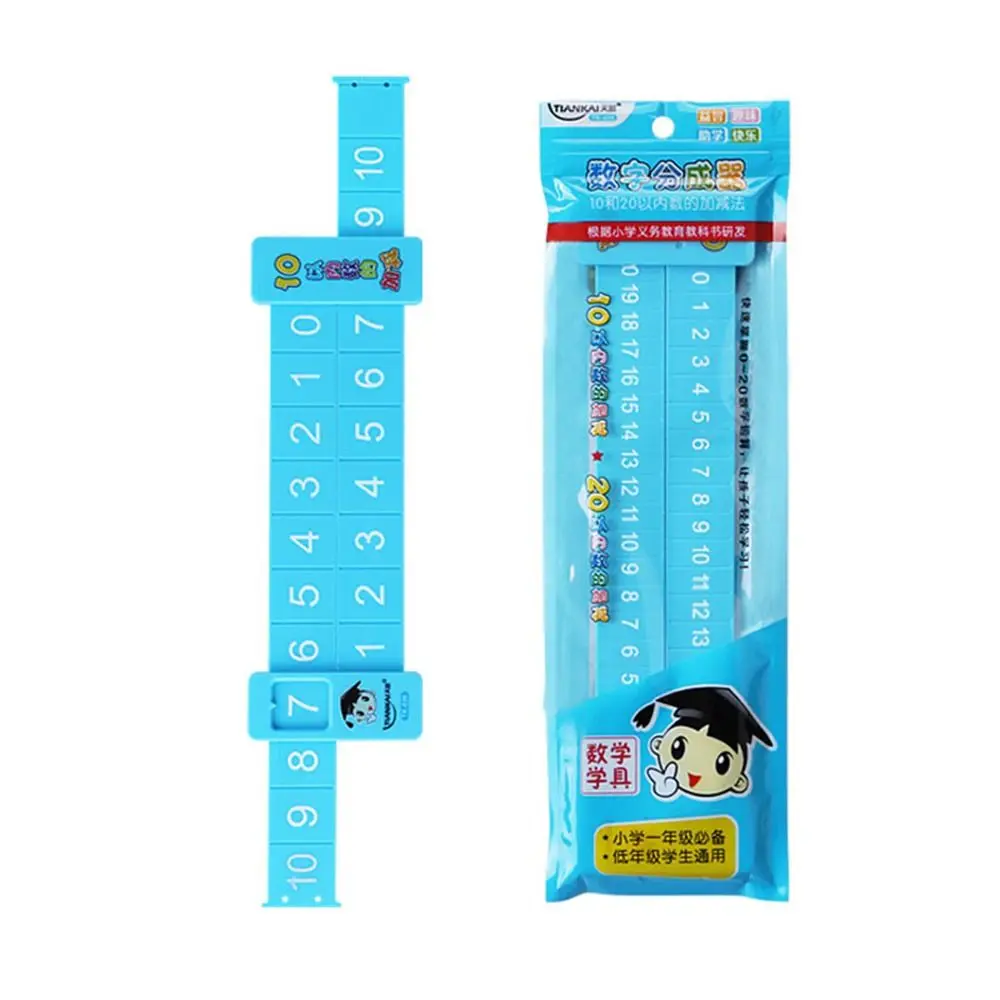 Righello di decomposizione matematica in plastica entro 20 Righello di sottrazione rosa/blu Righello di addizione per dimostrazione didattica portatile