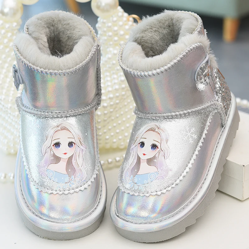 Girls' Snow Boots, Waterproof and Anti-Slip Children's Shoes, Thick and Warm Cotton Shoes, Girls' Baby Cotton Boots, 2025 Winter
