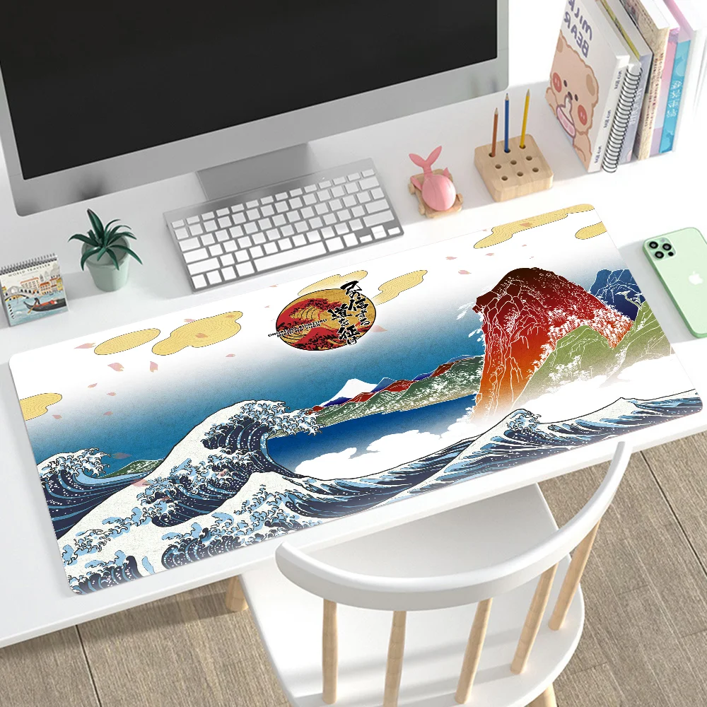 Japanese Wave Art Mousepad Mouse Mat Desk Mat With Pad Gaming Accessories Prime Gaming XXL Keyboard Pad Padding Mat