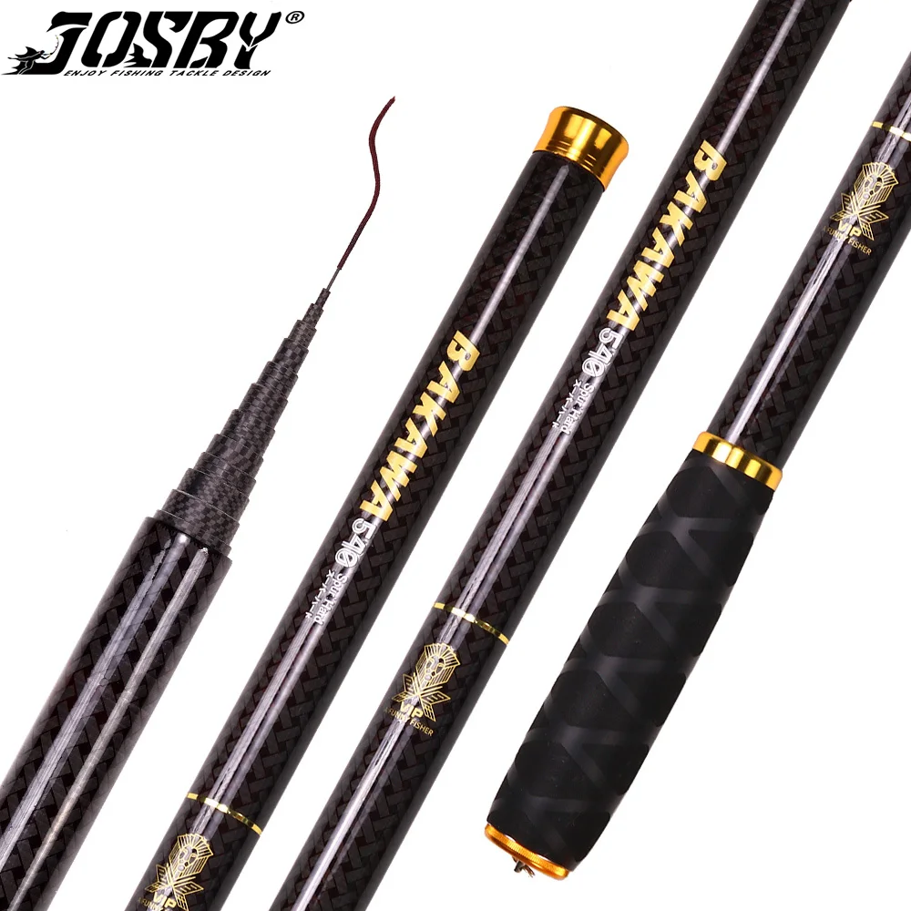 

JOSBY Telescopic Carbon Fiber Stream Fishing Rod Superhard Hand Pole Black 1.8M 2.7M 3.6M 4.5M 5.4M Freshwater Accessories