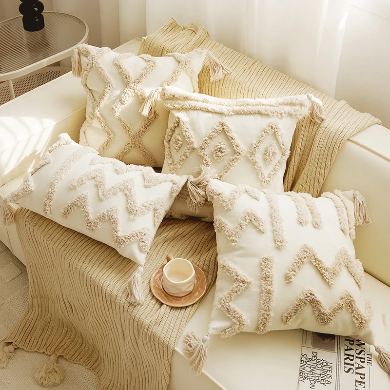30x50/45x45cm Ethnic Style Beige Bohemian Morocco Living Room Decoration Pillow Cover Sofa Cushion Bed Breakfast