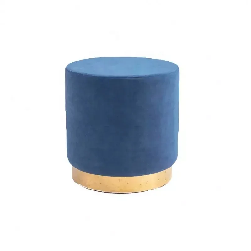 

Modern fabric pouf bed end chair make up stool round stainless steel ottoman
