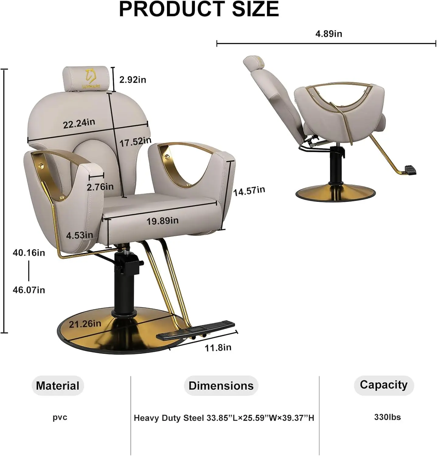 LUXMARS Barber Chair Reclining Salon Chair Height Adjustable Hydraulic Barber Chairs Salon Hydraulic Recliner Chair Hydraulic Pu