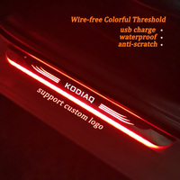 Door Sill Guard With Logo  For Sokda Kodiaq Flash LED Multicolor Welcome Pedal Car Scuff Plate  Pathway Treshold Light