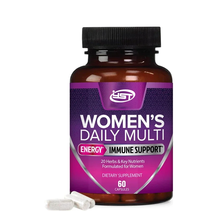 

Female multivitamin, supports energy and immune health, daily multi vitamin, gluten free, non GMO, 60 vegetarian capsules