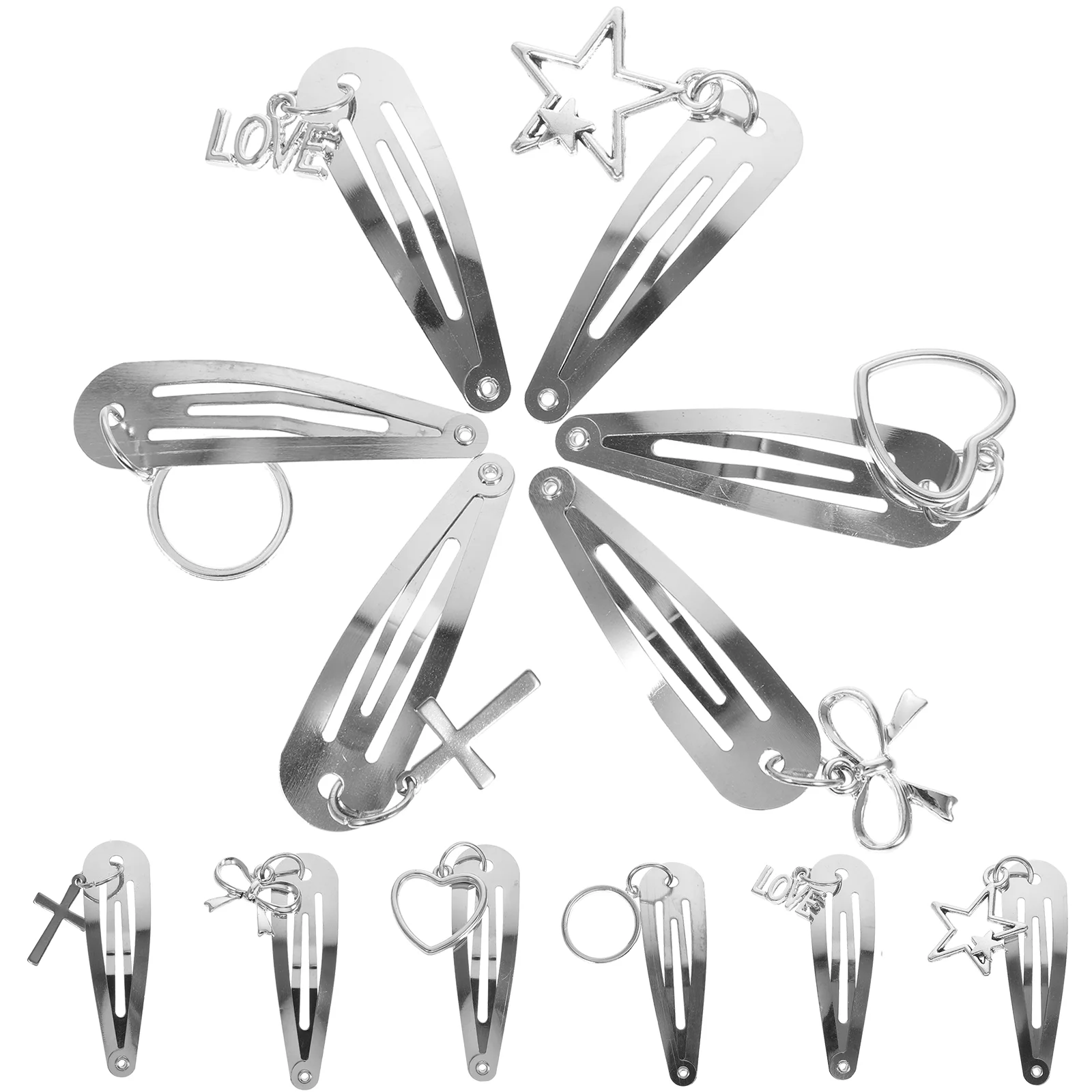 12 Pcs Hair Barrettes Hairpin Heart Accessories Clips for Women Pendant Silver Miss