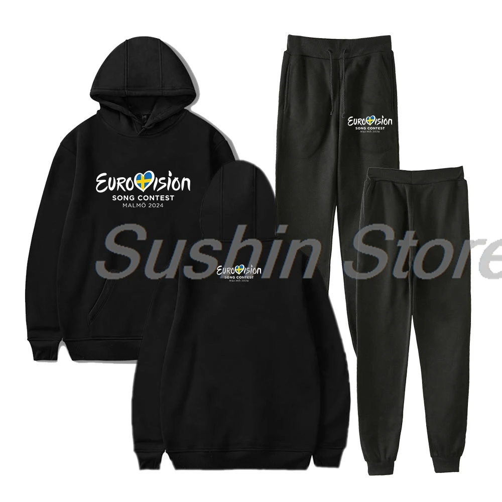 

Eurovision 2024 Merch Hoodie Jogger Pants Two Piece Set Sweatshirts+Sweatpants Eurovision Song Contest Women Men's Sets