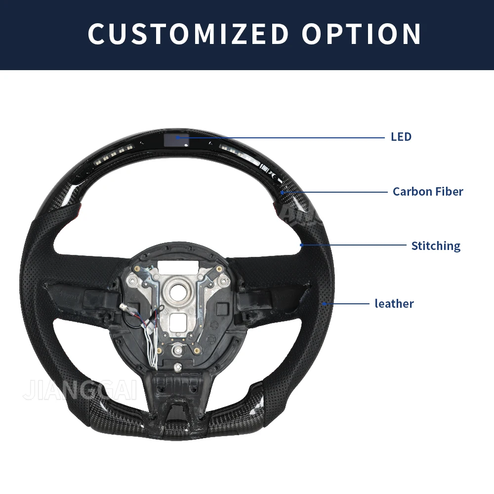 Volante de fibra de carbono para Chevrolet Camaro SS 2007-2011, volante LED, volante de carreras de cuero perforado