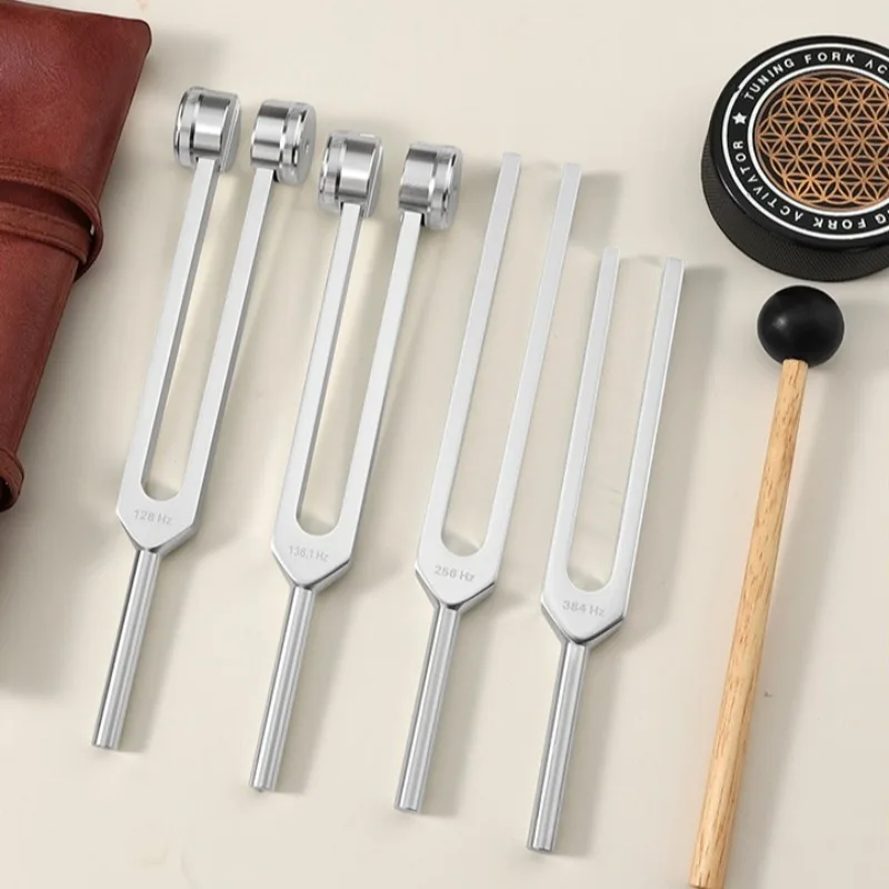 ​​​​​​​128 136.1 256 384HZ Tuning Forks Set Tuning Fork With Resonance Box Chakras Sound Healing Percussion Therapy Instruments