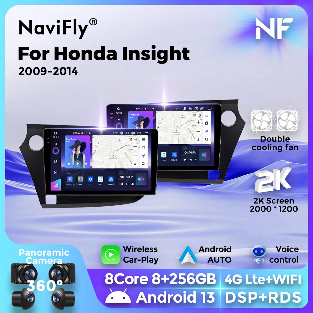 NF AI Voice Head Unit มัลติมีเดียระบบนําทาง GPS Player รถ-play 2 Din รถวิทยุ 2K QLED สําหรับ Honda Insight 2009-2014 LHD