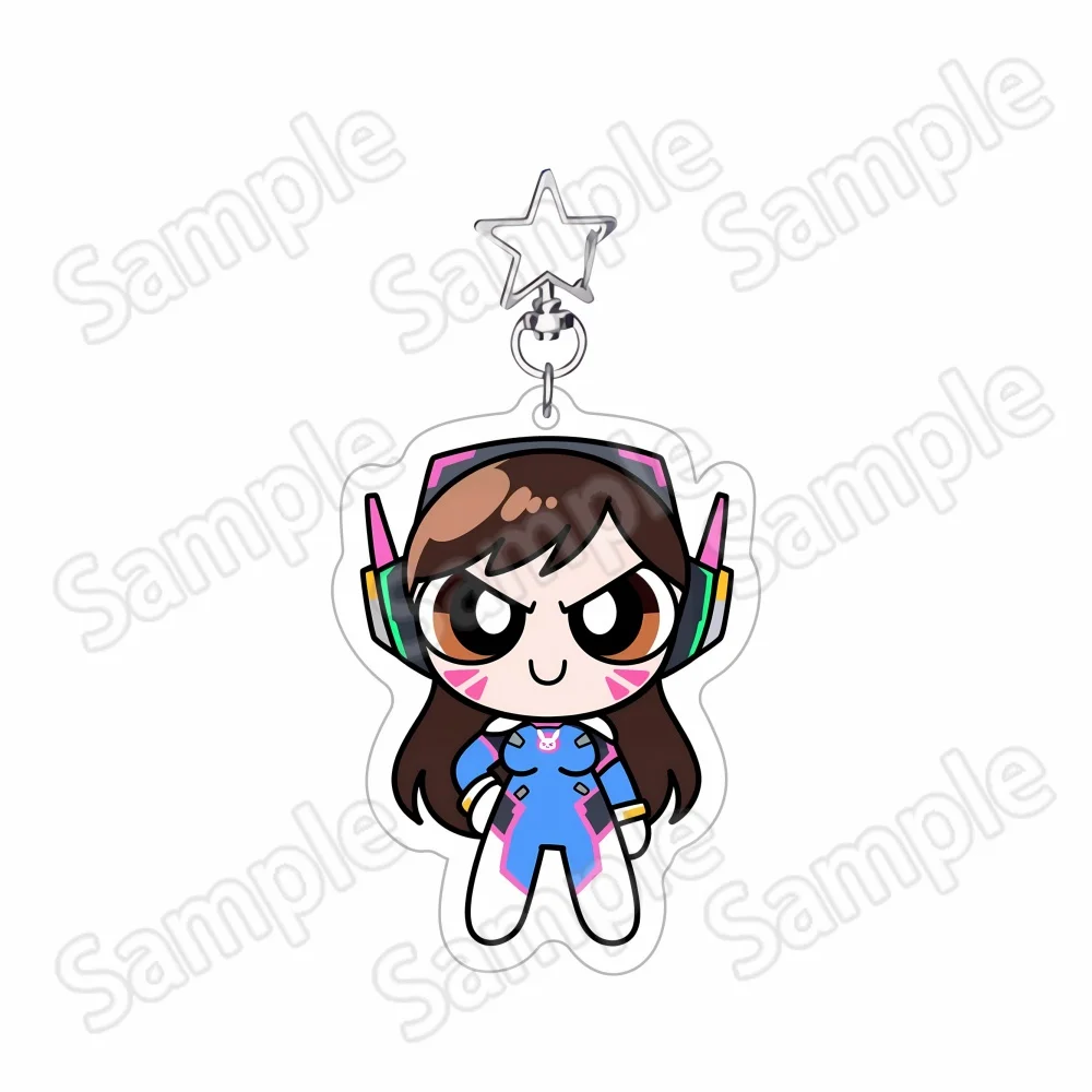 Overwatch2 Juno Mercy D.Va Tracer 6-10cm Acrylic Stand Keychain game Desktop Ornament Collectible Gift view 2