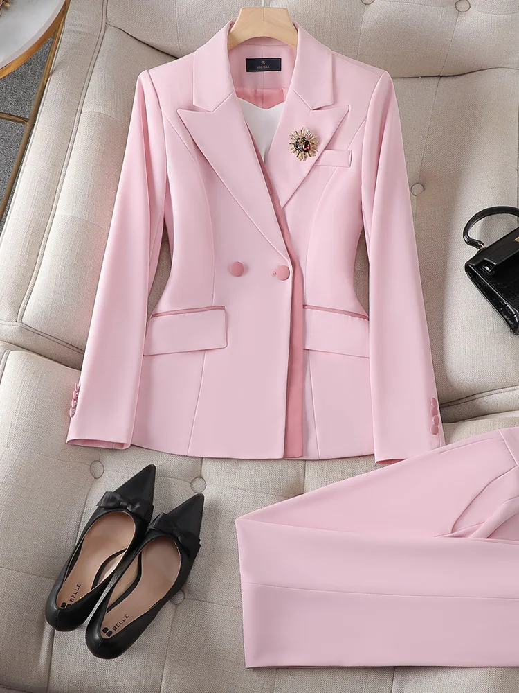 Women\'s Winter Retro Casual Irregular Suit Jacket Half Skirt Set Commuting Solid Double Breasted Suit Half Skirt Two-piece Set