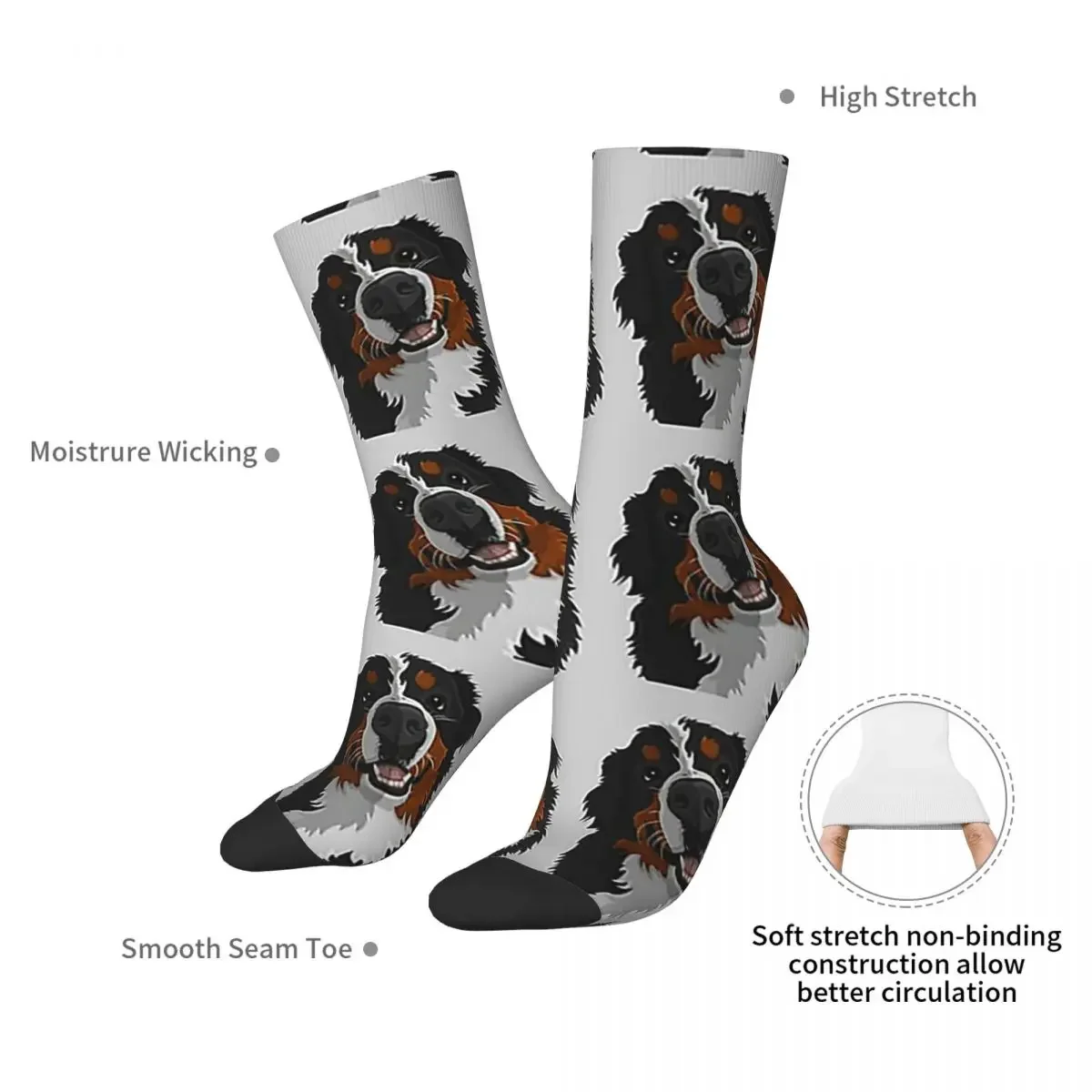 Bernese Mountain Dog Socks Harajuku Super Soft Stockings All Season Long Socks Accessories for Man's Woman's Gifts