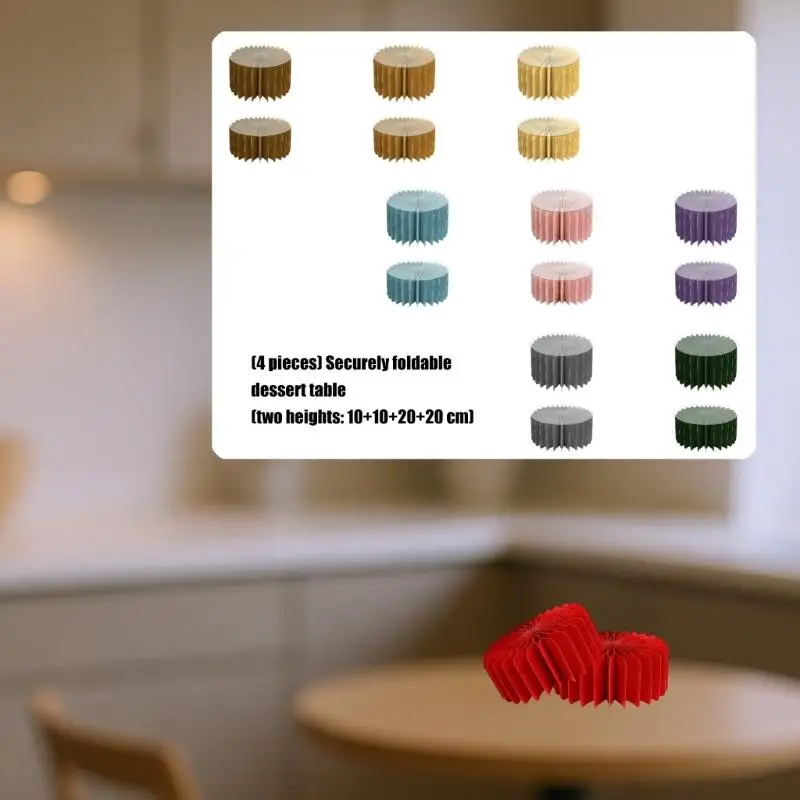 

R9UF Pack of 4 Biodegradable Dessert Stands Foldable Multiple Level for Event Display