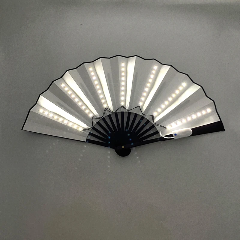 Neon Light Up Foldable Hand Fan Luminous LED Fans Glowing Chinese Bamboo Fan for dance performance concert nightclub props