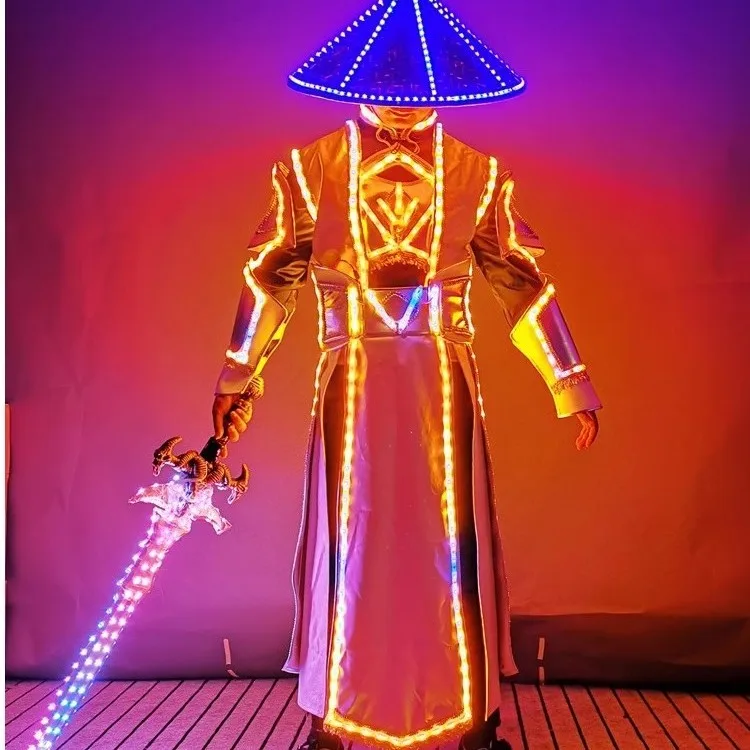 

Bar Lighting Costume LED Clothes Drinking Performance Outfit Streetwear Atmosphere Beverage Serving Youth Long Sleeve Long Pants
