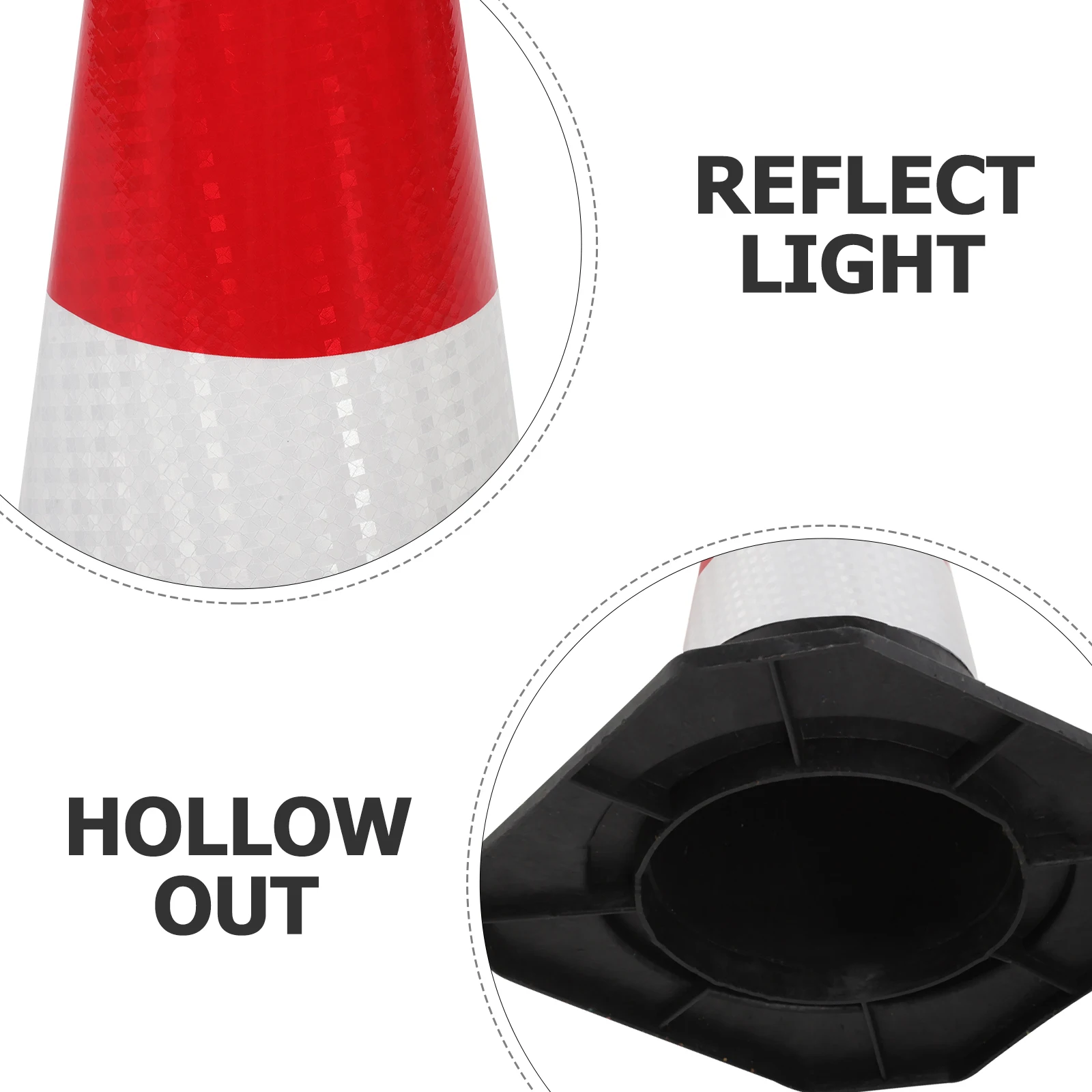 

Reflective Traffic Cones Safety Cone Road Construction Outdoor Parking Lot Lightweight Sturdy Base Visible Strip Barrier