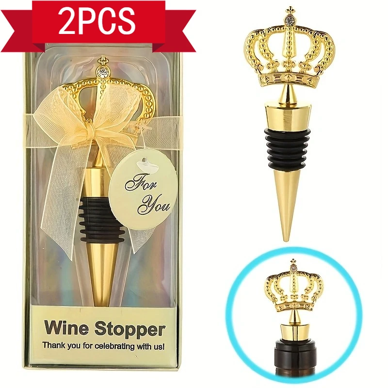 2PCS Crown Shaped Wine Stoppers Birthday Party Favors Wedding Return Gifts Anniversary Keepsakes Freshness Preserver