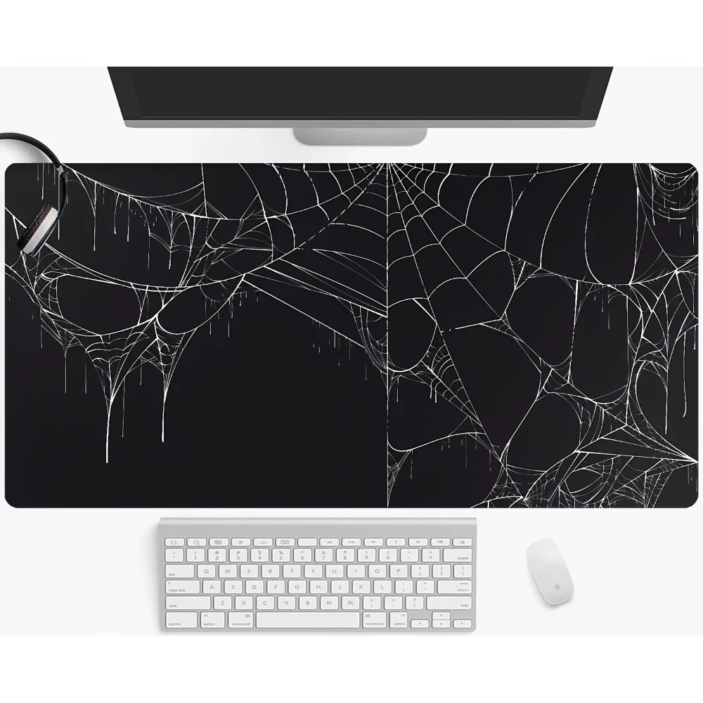 CIFBUY Mouse Pad Large Gaming Mat Non Slip Rubber Black Spider Web Halloween Desk Protector for Laptop Office Home Computer