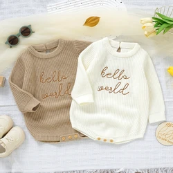 VISgogo 0-18 Months Baby Girls Boys Sweater Rompers Letter Embroidery Long Sleeve Infant Bodysuits Fall Clothes