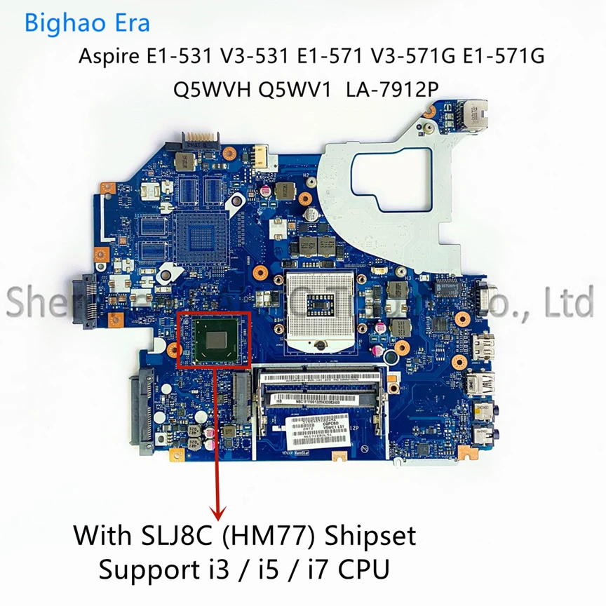 

For Acer Aspire V3-571 E1-571G E1-571 E1-531 Laptop Motherboard Q5WVH Q5WV1 LA-7912P MB With HM70 HM77 Chipset 100% Fully Tested