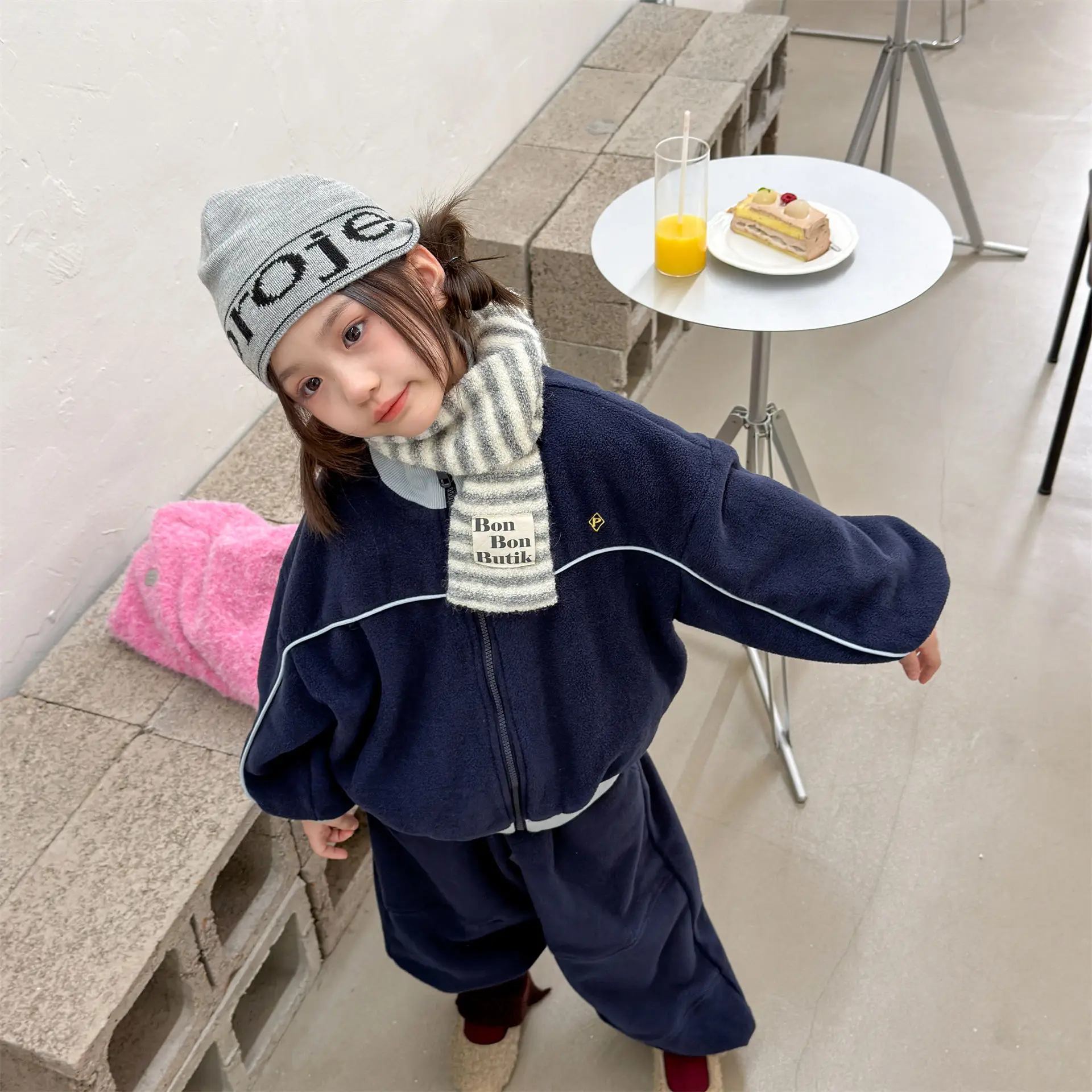 2026 Winter New Children Plus Velvet Thick Sports Set Boys Girls Polar Fleece Zipper Coat + Pants 2pcs Suit Kids Casual Outfits