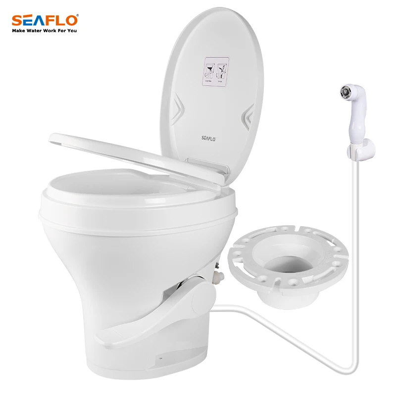 SEAFLO RV Toilet One-piece Plastic Foot-operated Outdoor Portable Camping Toilet Caravan Camper Motorhome Trailer Accessories