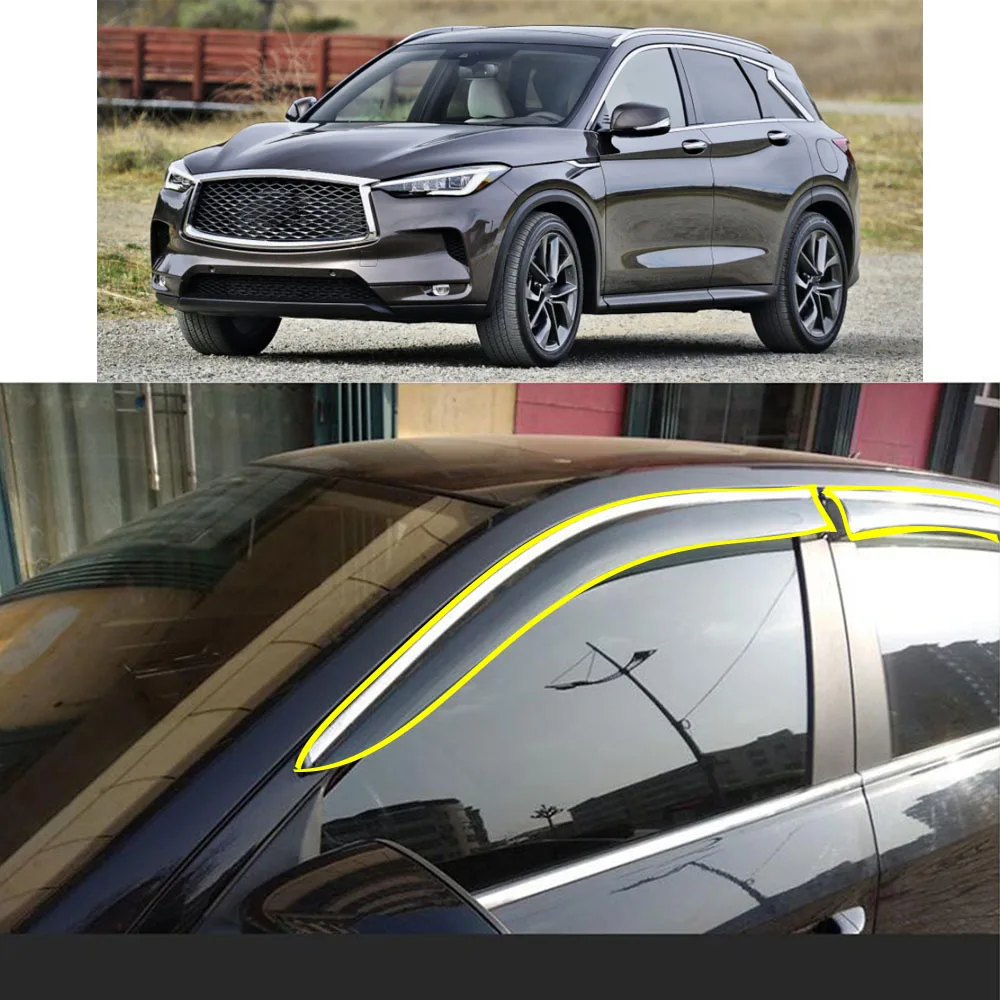 

Car Body Styling Sticker Plastic Window Glass Wind Visor Rain/Sun Guard Vent Parts For INFINITI QX50 2014 2015 2016 2017 2018