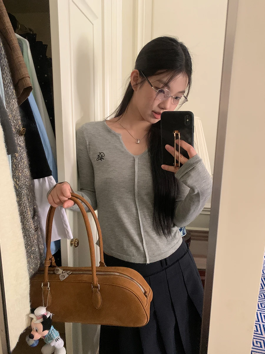 ay Long Sve V-Ne Pullover Damen Lazy Sle Strick irt Herbst Neuankömmling Bequeme Passform Normale Länge Pendeln Fa...