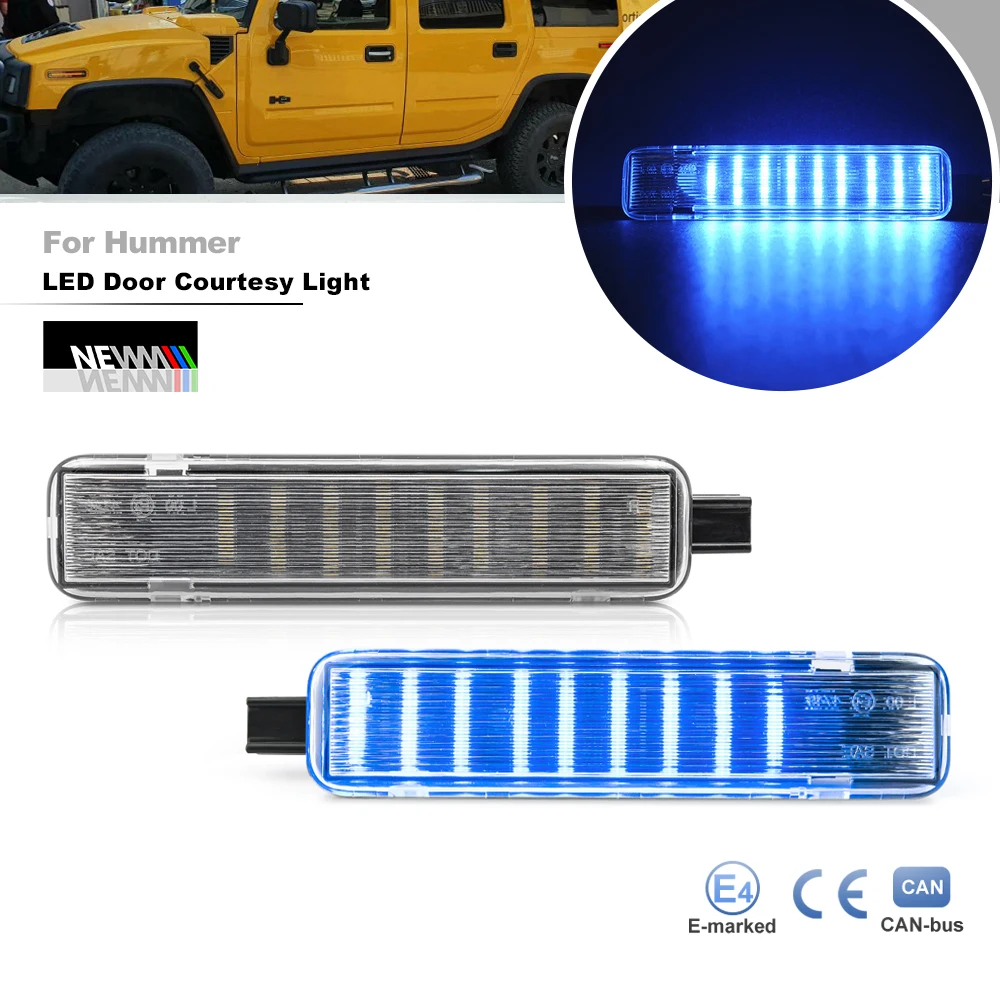 

2Pcs Blue LED Door Courtesy Welcome Lights for Hummer H2 2003-2009 Canbus Puddle Ambient Lamps Car Exit Entry Lighting