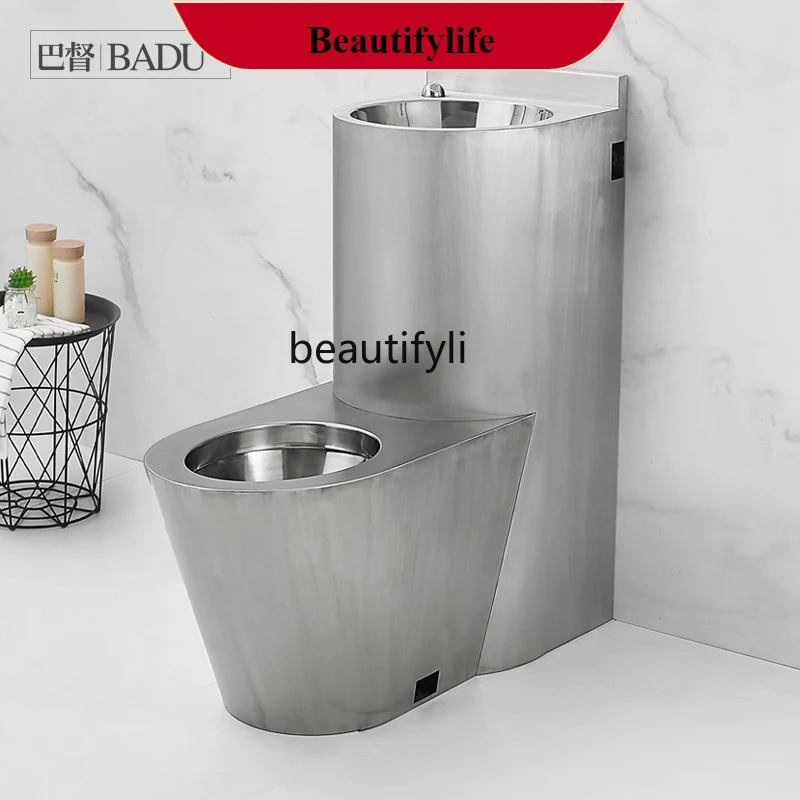 

B185 Stainless steel one-piece toilet toilet with wash basin, prison detention center conversation room toilet