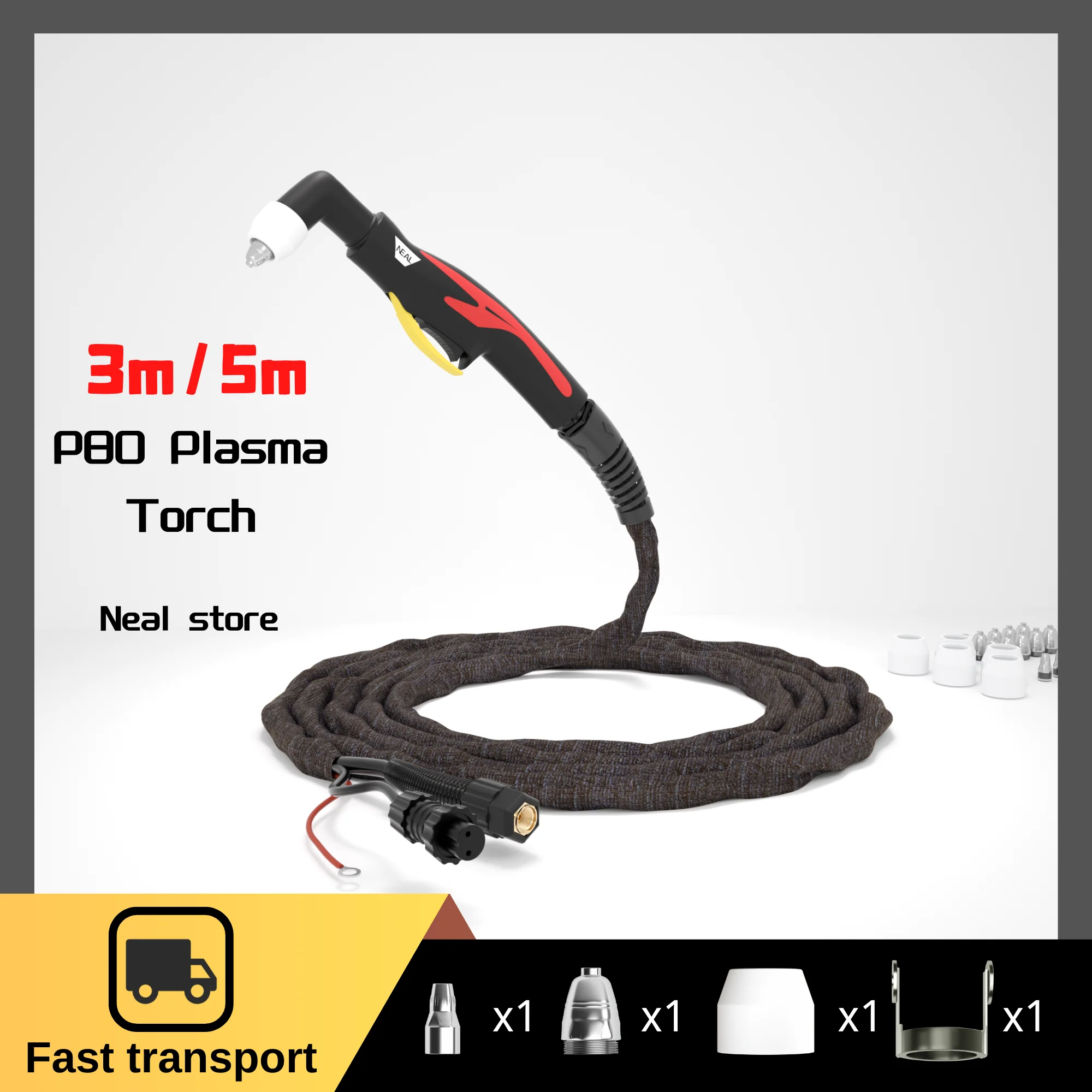 

NEAL P80 Air Plasma Cutting Cutter Torch Pilot Arc 10/16 Feet Cutting Machine Torch for Cable PLC55P LGK60 LGK80 LGK100 Bend