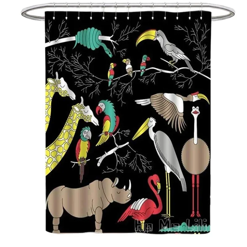 Trees Bird Illustration Organism Stork Art Ciconiiformes Crane Beak Fictional Character Crane Christmas Fish Shower Curtain