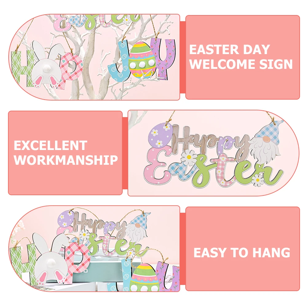 

Easter Wooden Ornament Welcome Decor Large Clear Front Hanging Natural Woodeaster Door Welcome Sign Wooden