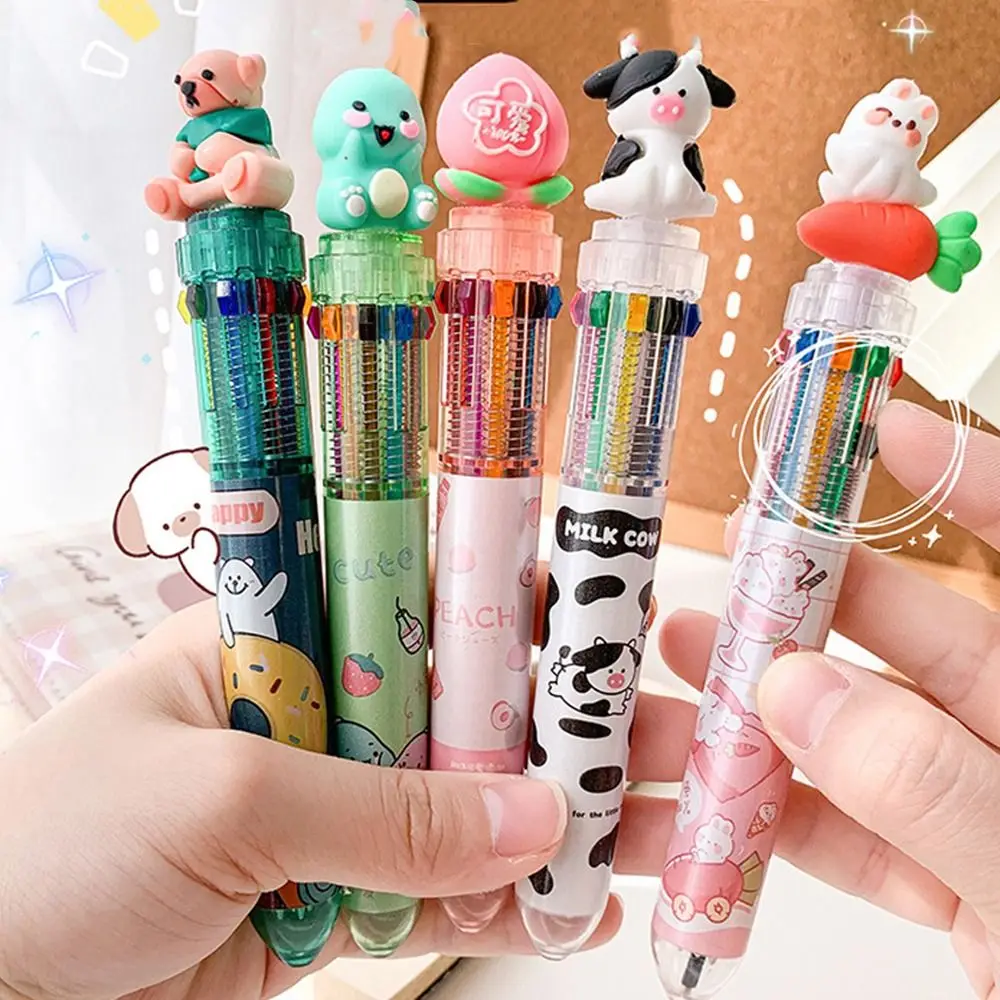 Supplies Cute Cow Dinosaur Pink Peach 10 Colors Available Press-type Pen Ballpoint Pen Writing Supplies Students Stationary