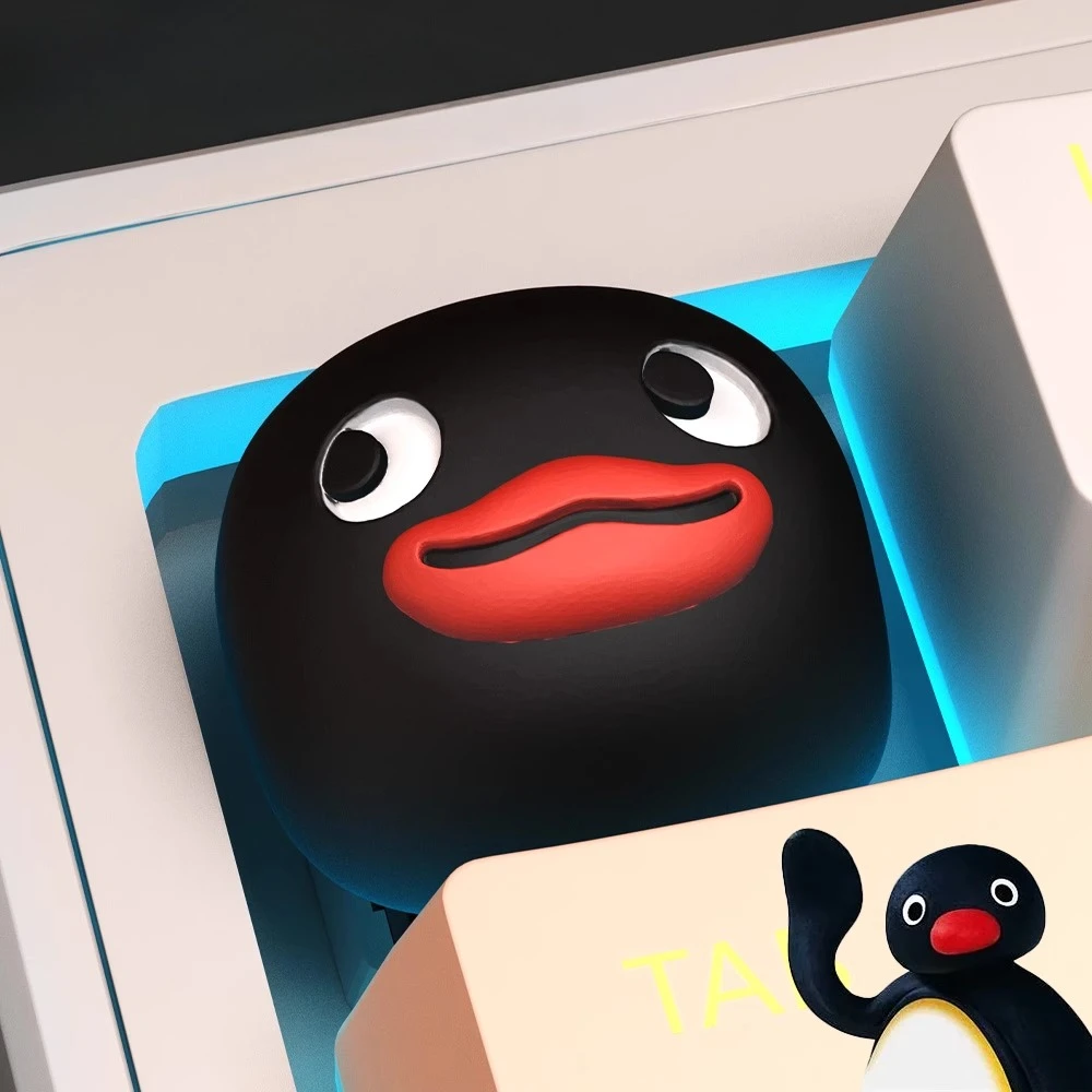Pingu Cartoon Keycaps Resin Creative ESC Personalize Handmade 3D Keycap Customized Animal Artisan Caps for Mechanical Keyboard