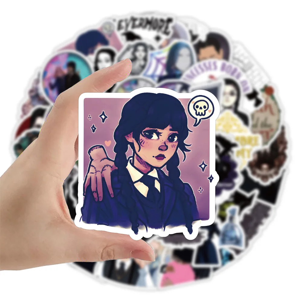 

50pcs Wednesday Season 2 Stickers Film Peripheral Waterproof Graffiti Sticker Water Mug Handbook Decoration Diy Accessorie Gift