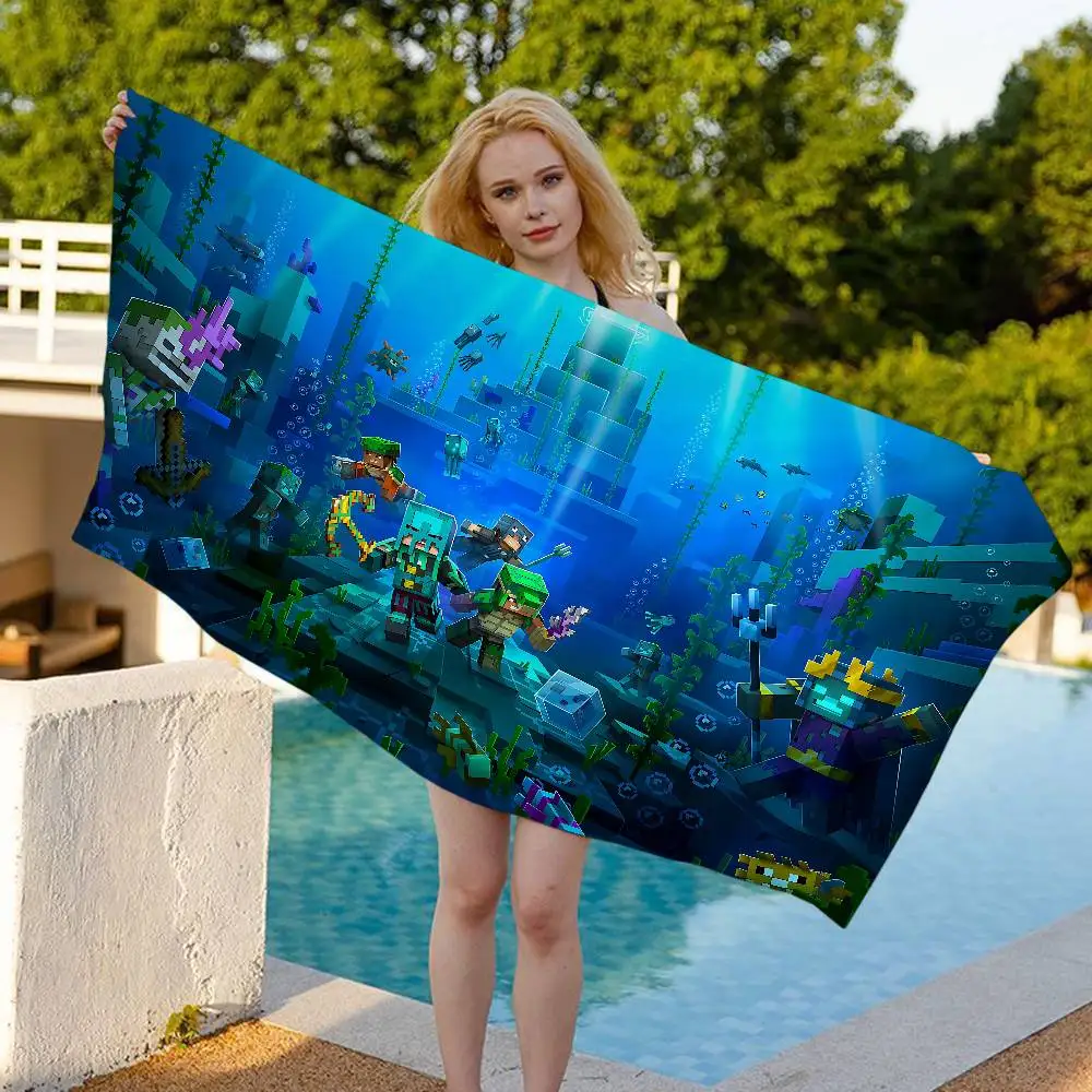 Classic Block Game M-MinecraftS Microfiber Beach Towel Absorbent Quick dry Soft Yoga Swimming Resort Mountain Climbing Towel