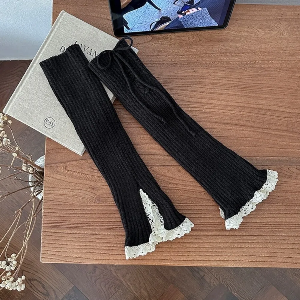 Lolita Thermal Boot Sock Sleeves Thick Bow Turned-up Button Socks Lace Stretch Flared Leg Warmers Female