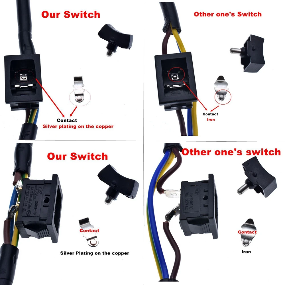 In-Line ON/OFF Switch 250V AC/6A 3 Core Cable Control For Lamp Light Cord Control Switch Plastic