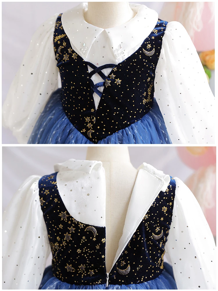 Anna Frozen Queen Dress Children Spring and Autumn Halloween Cosplay Formal Occasion Princess Dresses for Girls birthday Party