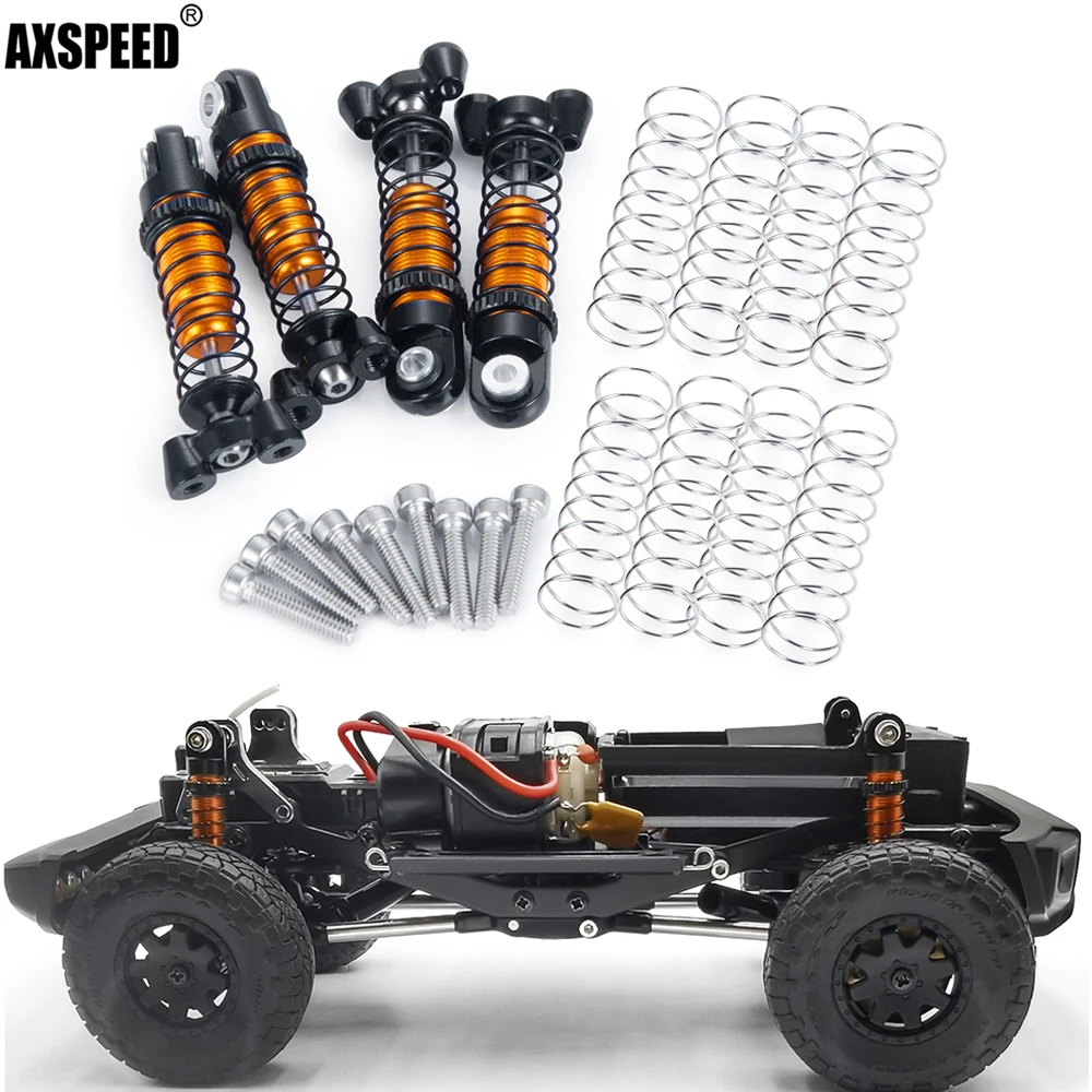 AXSPEED 4Pcs Shorten Shock Absorber Adjustable Damper for Kyosho MINI-Z 4x4 1/18 Jimny 1/24 Wrangler Hilux Surf RC Crawler